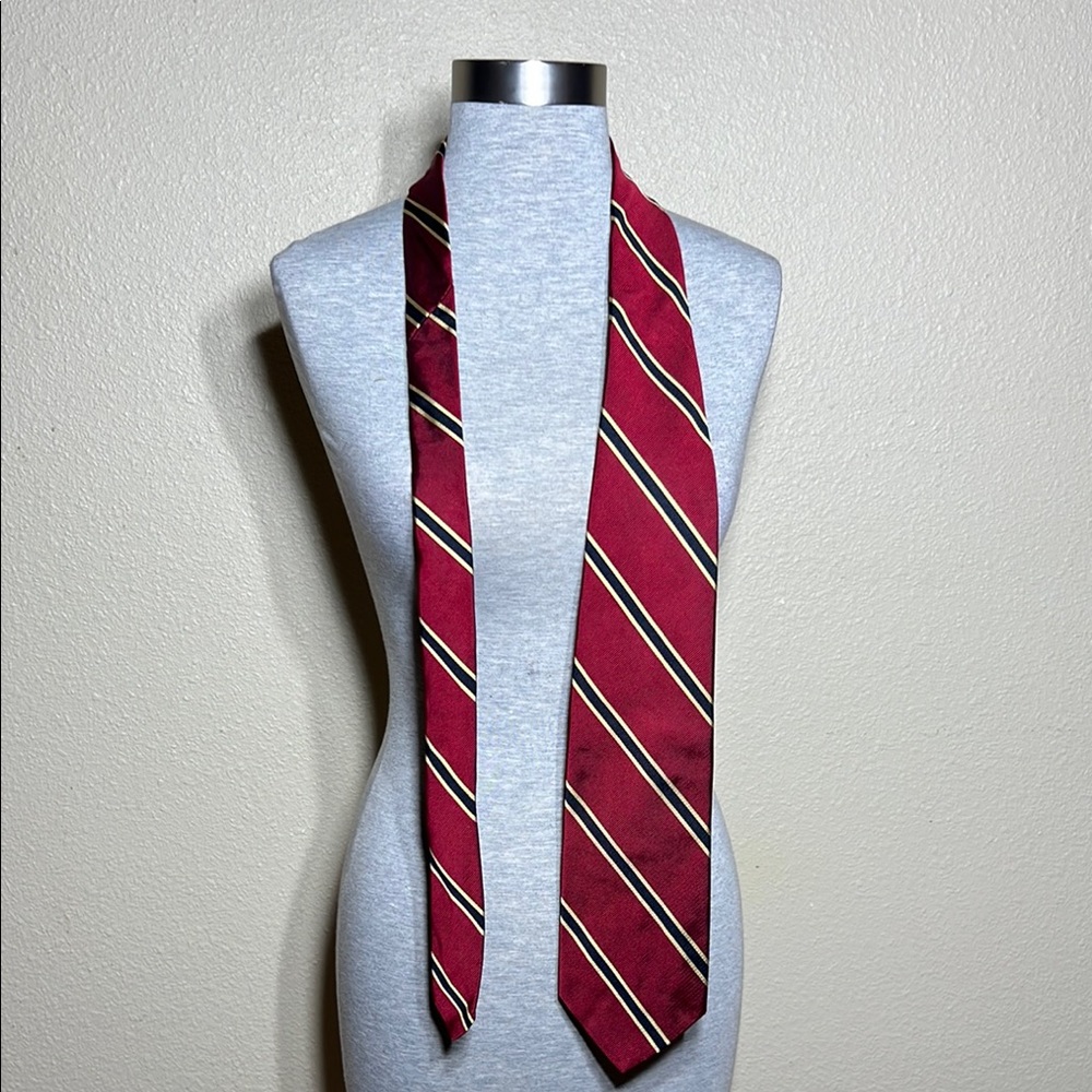 Jos. A. Bank Red and Black Silk Tie with Diagonal Stripes